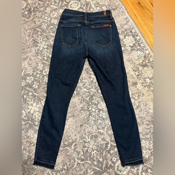 7 For All Mankind women’s jeans, dark blue, high waist ankle skinny, raw hem - Picture 2 of 4